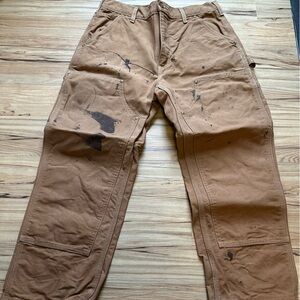 Carhartt Brown Work Pants with Paint Splatter 32x26
